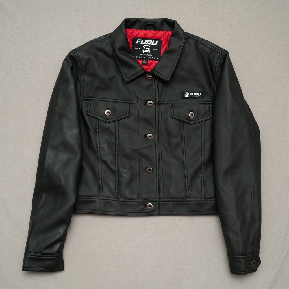 Vintage 90s‎ Y2k FUBU Signature Collection Faux Leather Button Up Jacket Adult L